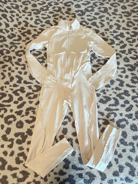 BetterMe Catsuit Size S Ivory Open Back Full Length Jumpsuit New